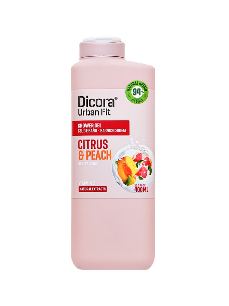 Гель для душа DICORA URBAN FIT с ароматом Цитрусы и персик, 400 мл