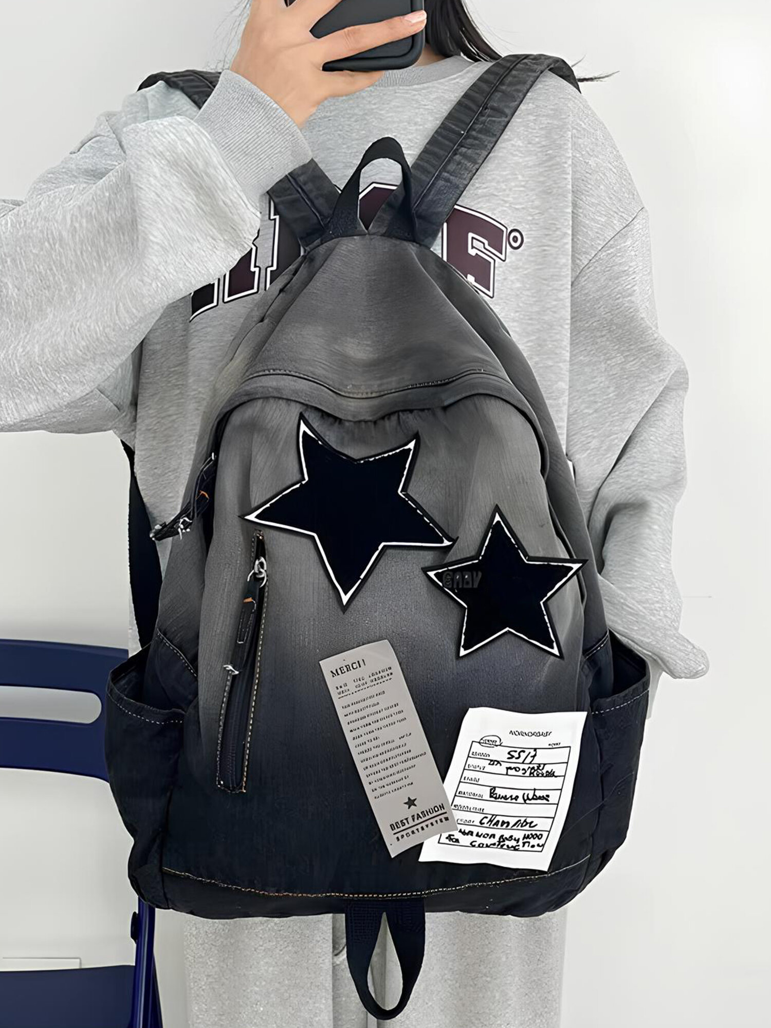 Рюкзак джинсовый y2k школьный корейский для подростков, городской портфель для девочки — фото 1