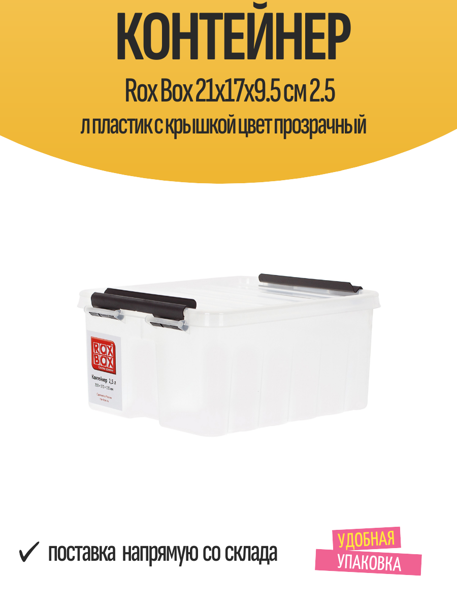 Контейнер Rox Box 21x17x9.5 см 2.5 л пластик с крышкой цвет прозрачный