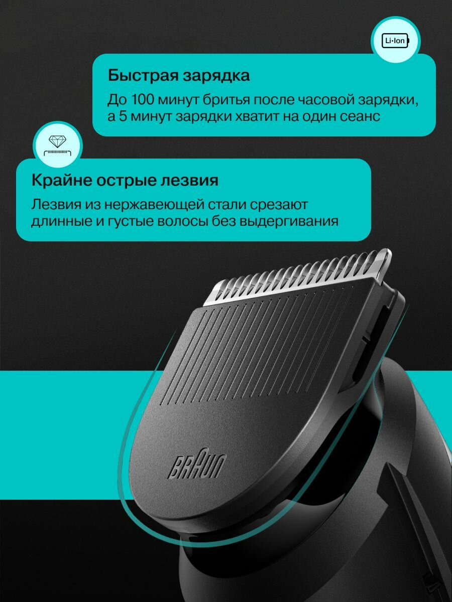 Обзор: Триммер для лица и тела Braun MGK5445, влагозащищенный, черный