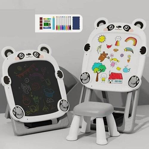 Изображение товара Мольберт детский двухсторонний с набором, регулируемый, белый