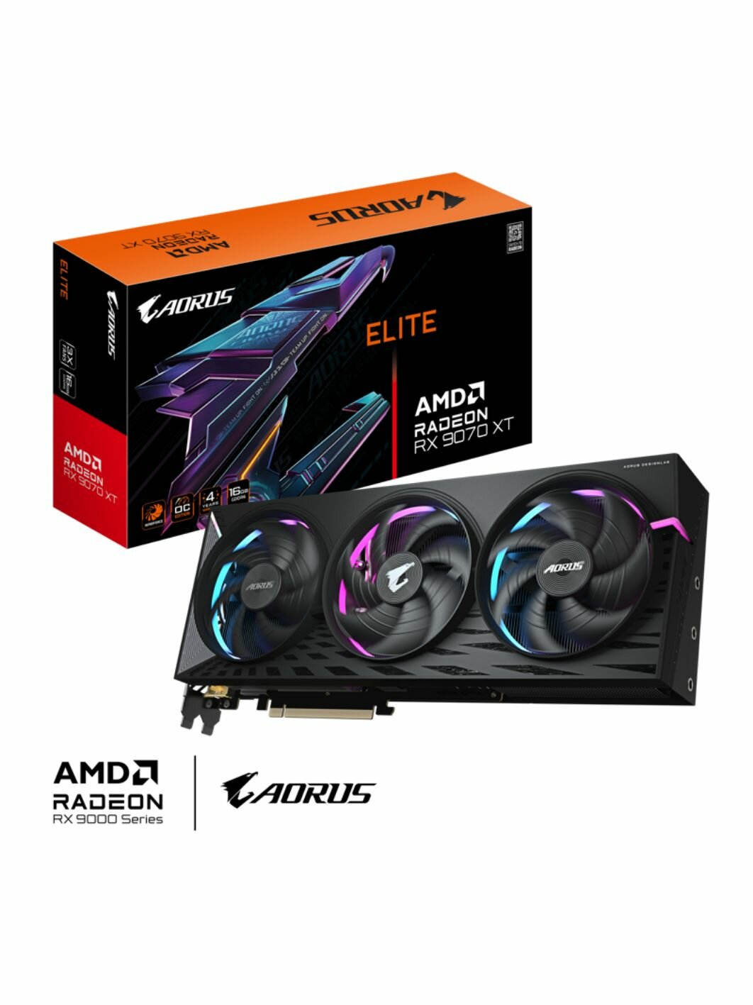 Видеокарта GIGABYTE AORUS Elite Radeon RX 9070 XT 16GB (GV-R9070XTAORUS E-16GD)