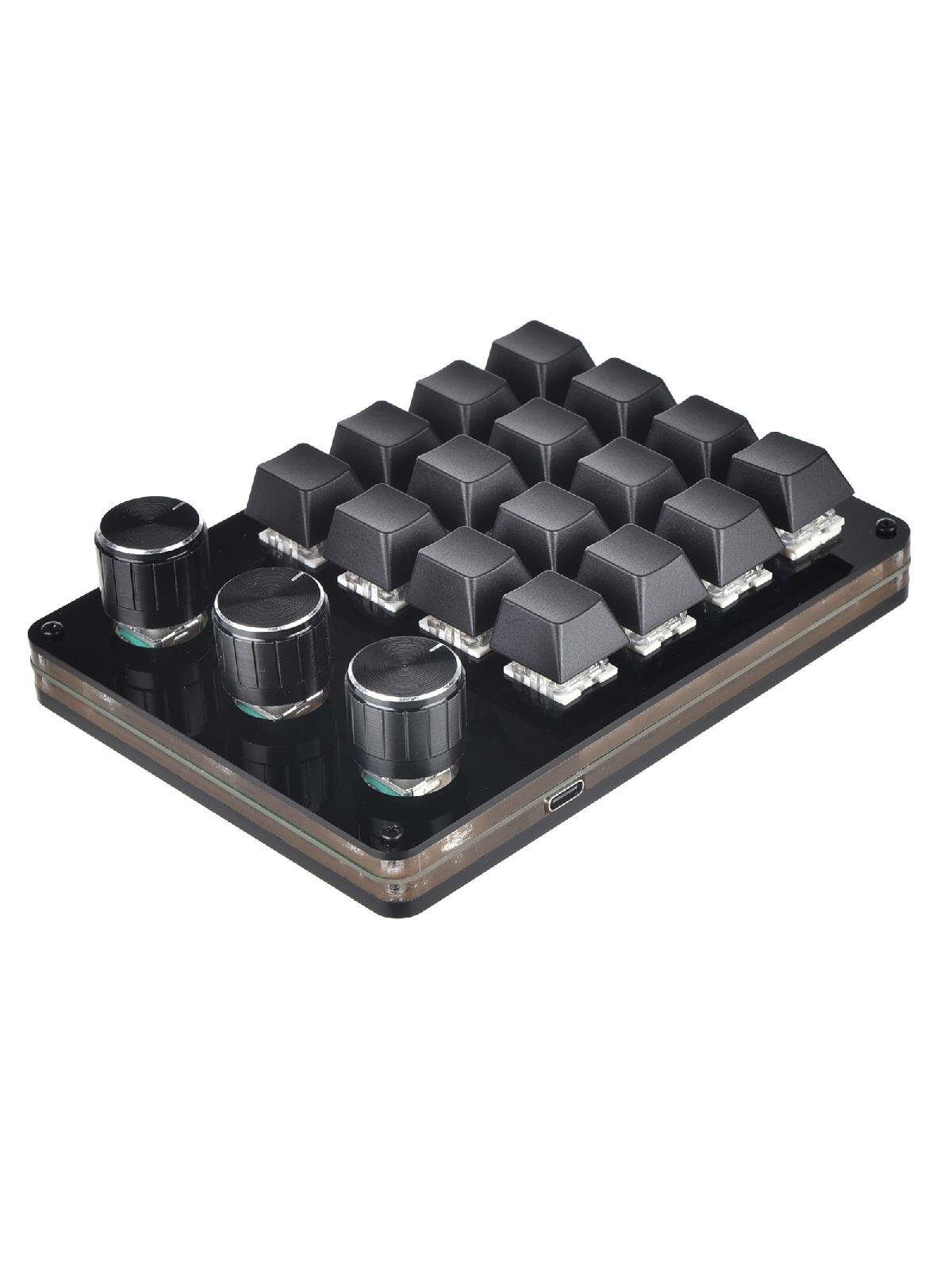 16 Keys Programmable Keyboard Multifunctional USB Mechanical Keyboard One Hand Macro Mechanical Keyboard with Knob
