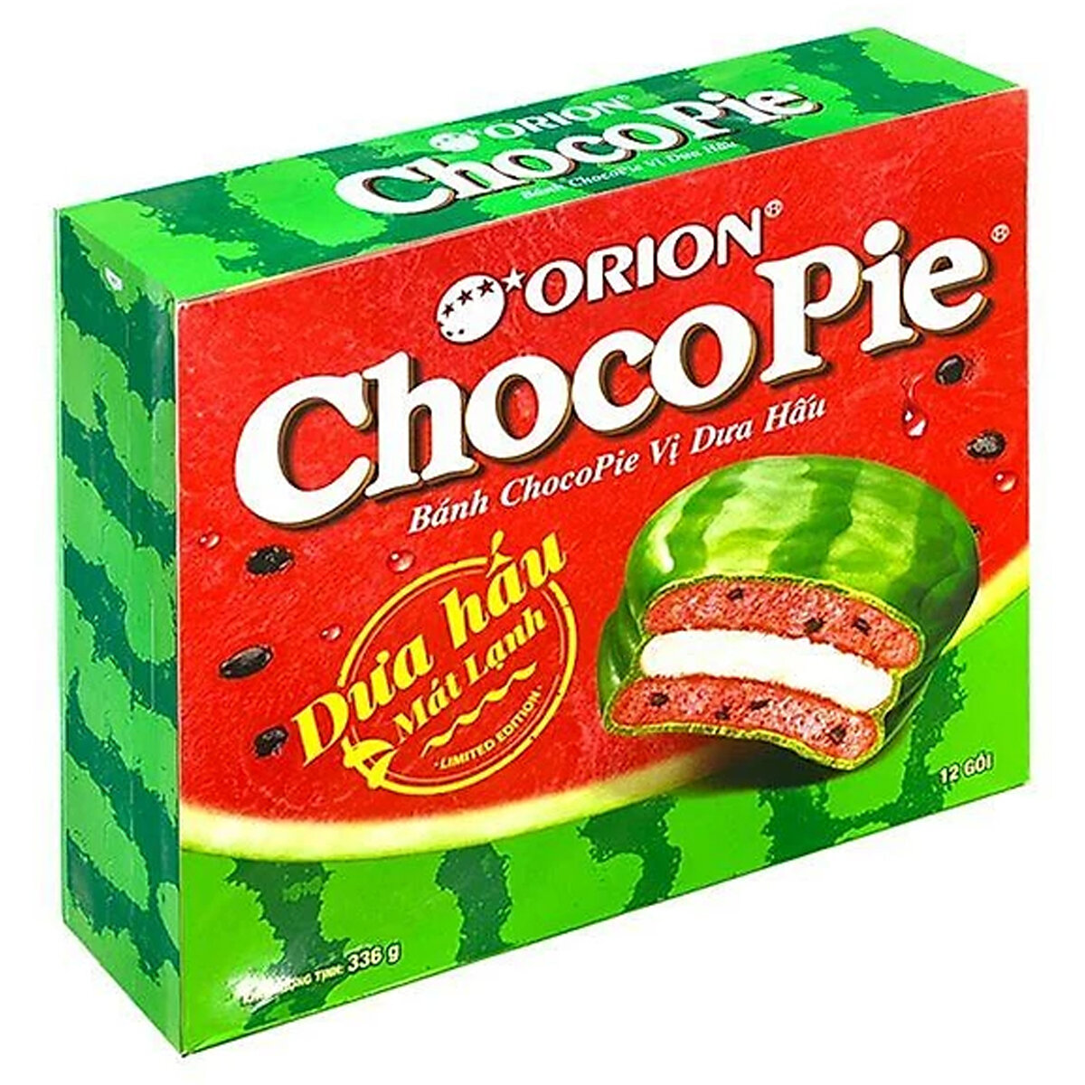 Печенье Orion "Чокопай Арбуз", 336г, без глютена, картонная упаковка