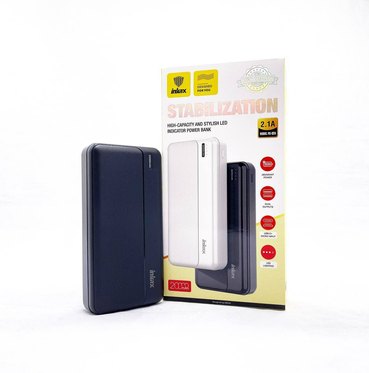 Внешний аккумулятор INKAX PB02A, 20000 mAh, быстрая зарядка, черный