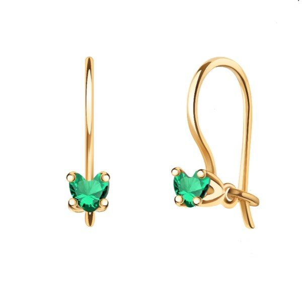 Серьги красное золото, 585 проба, фианит