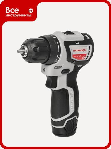 Изображение товара Бесщеточная аккумуляторная дрель-шуруповерт Интерскол ДА-10/12В 36 минимакс Li-ion, кейс, 2 аккум, 2Ач