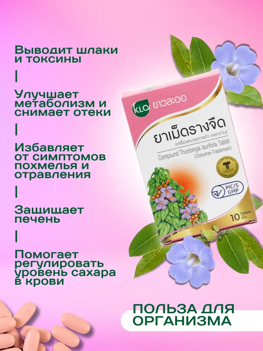 Картинки Тайский БАД KHAOLAOR "Тунбергия", для очищения организма, детоксикация, 2 упаковки