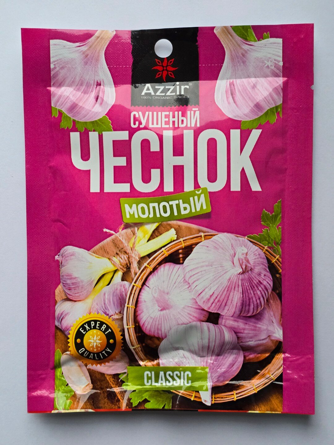 Сушеный чеснок от "Azzir", без добавок, 100% натуральный, в упаковке дой-пак, 50 г