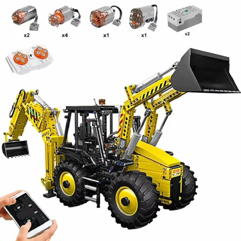 MOULD KING 17036 High-Tech Motorized Экскаватор-двухсторонний грузовик, детские игрушечные строительные блоки