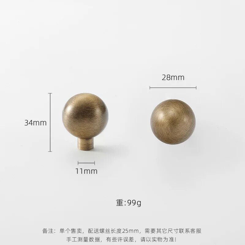 Латунная ручка Bronze-A-28mm, 34x28x11 мм