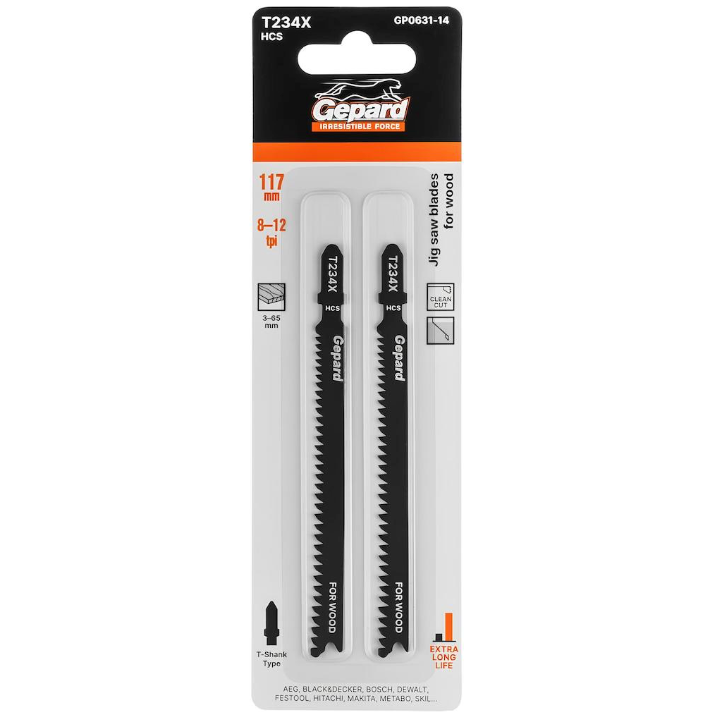 Пилки для электролобзика по дереву GEPARD T234X 2 штуки (GP0631-14)