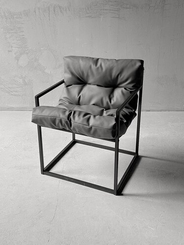 Изображение товара Кресло высокое обеденное Лофтовик +серый кожзам для дома для офиса для дачи для балкона