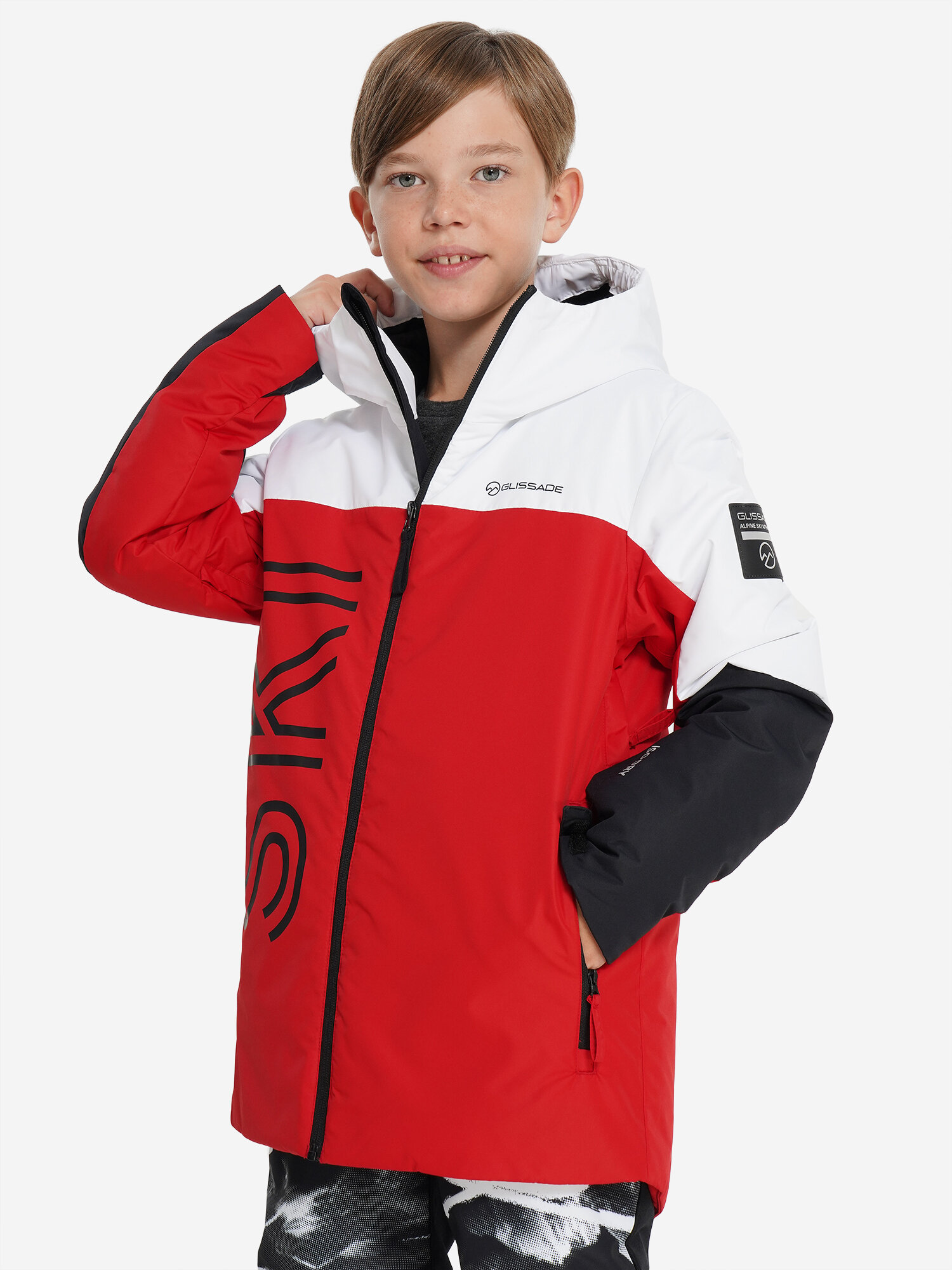 Куртка горнолыжная GLISSADE Universe Boy's Padded Jacket размер 158-164 красный