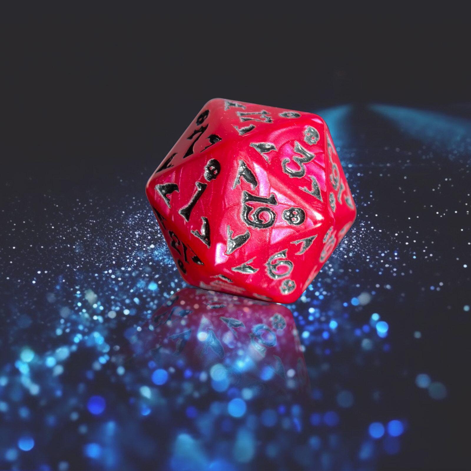 Набор Кости игральные, дайсы, кубики для DND (ДнД) 7 штук, с мешочком, Розово-красный, для настольных игр/RPG/Pathfinder — фото 1