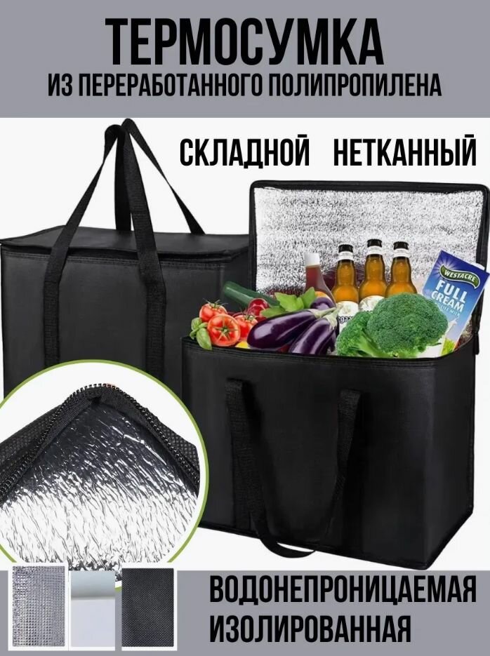 Изотермическая сумка-холодильник 25 л - термозащита 24 часа! Водонепроницаемое дно + чехол для переноски!