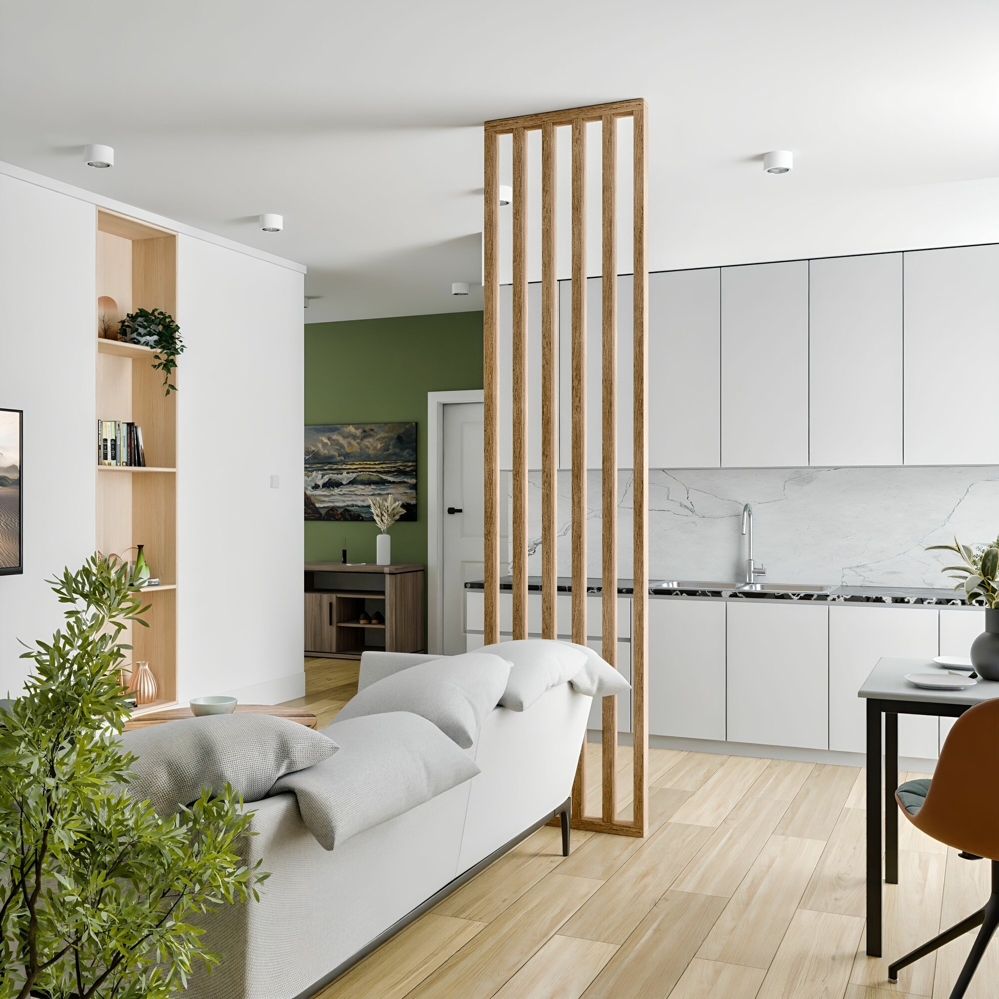 Реечная перегородка REIKI CLUB, 277 см x 63 см, ЛДСП, цвет дуб сонома