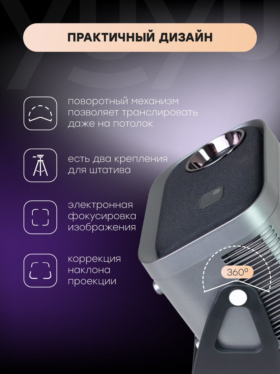 Проектор для фильмов YuYu Q12, мини проектор для фильмов, 4К — фото 1
