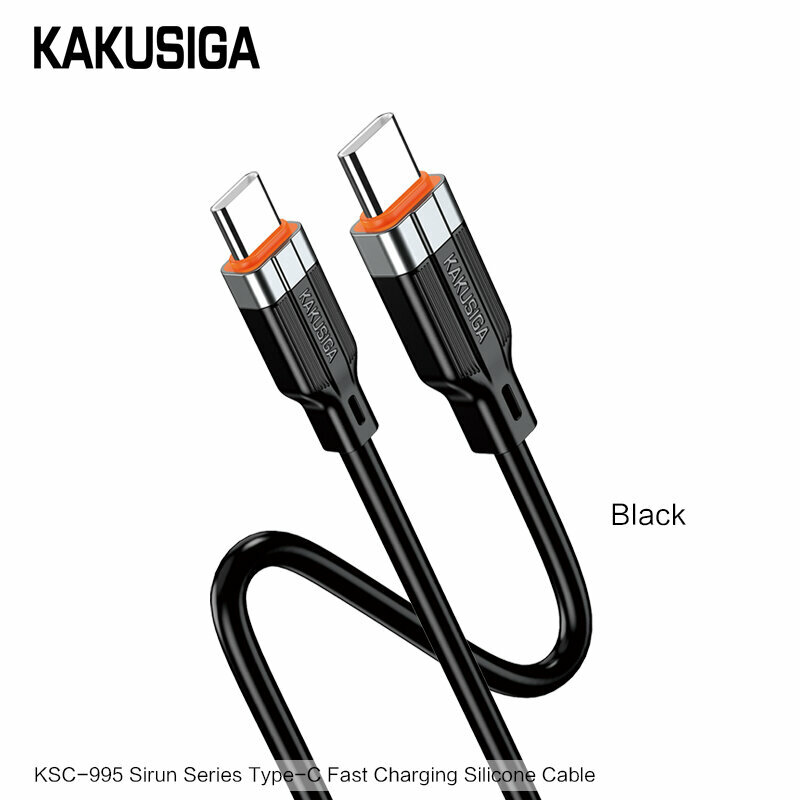 USB-C кабель KAKUSIGA KSC-995 Type-C - Type-C, для быстрой зарядки, черный
