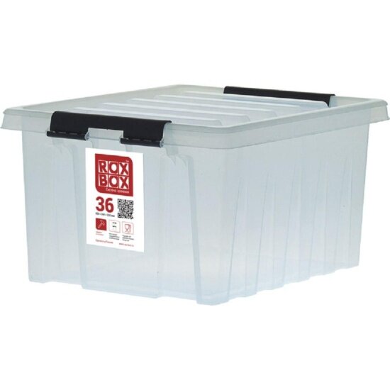 Ящик Rox Box п/п 500х390х250 мм 36 с крышкой и клипсами прозрачный