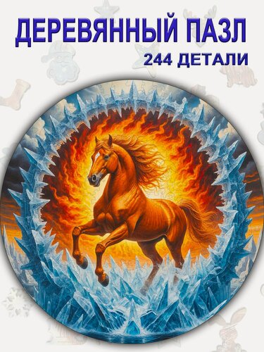 Изображение товара 129 Деревянный пазл "Лошадь лед и пламя" Новый год 2026