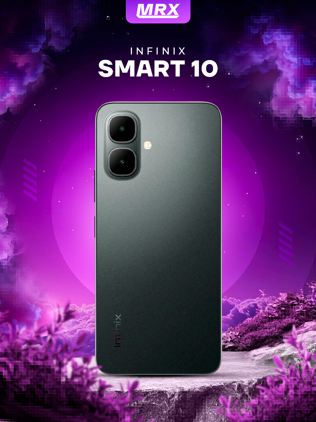 Смартфон Infinix Smart 10, Silver, 4/128 GB, диагональ 6.7", 120 Hz, black