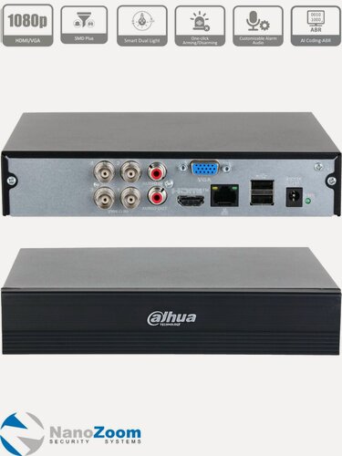 Изображение товара Dahua DH-XVR1B04-I/T - 4 канальный видеорегистратор для камер видеонаблюдения HDCVI, XVR-регистратор гибридный