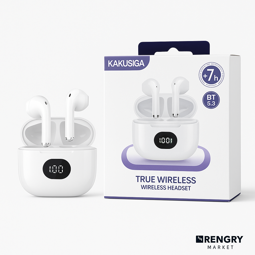 Беспроводные наушники KAKUSIGA True Wireless BT 5.3, светодиодный индикатор, 7 часов автономной работы, быстрая зарядка