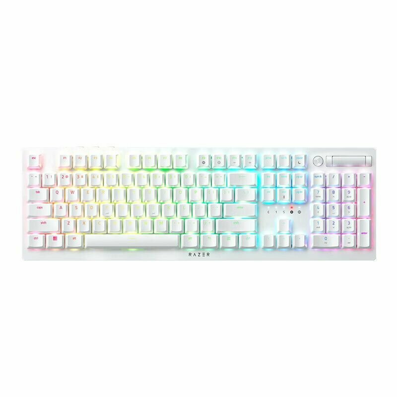 Игровая клавиатура, Razer DeathStalker V2 PRO, проводная беспроводная двухрежимная сегментная оптическая низкопрофильная механическая RGB, белый