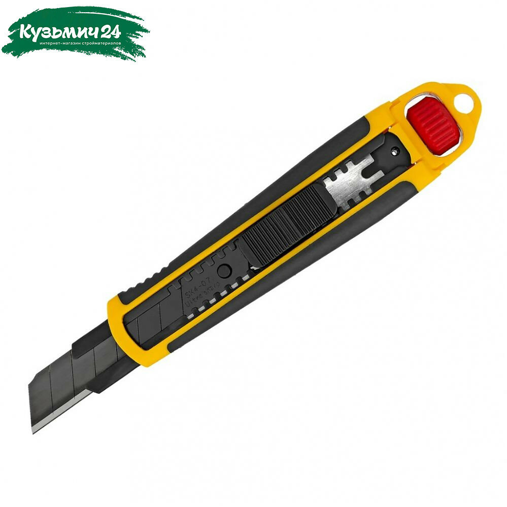 Нож Denzel 78903 18 мм сменное лезвие SK4 корпус из ABS + TPR торцевой зажим