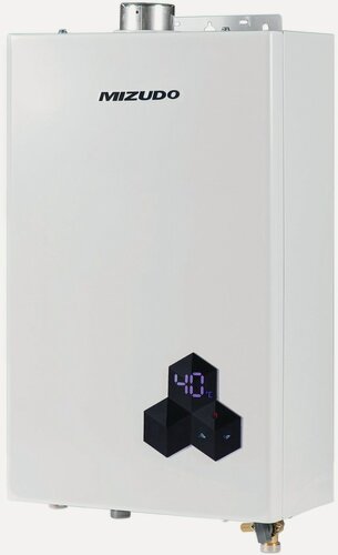 Изображение товара Проточный газовый водонагреватель/ Газовая колонка MIZUDO ВПГ 4-10Т полу-турбо, открытая камера, труба в комплекте