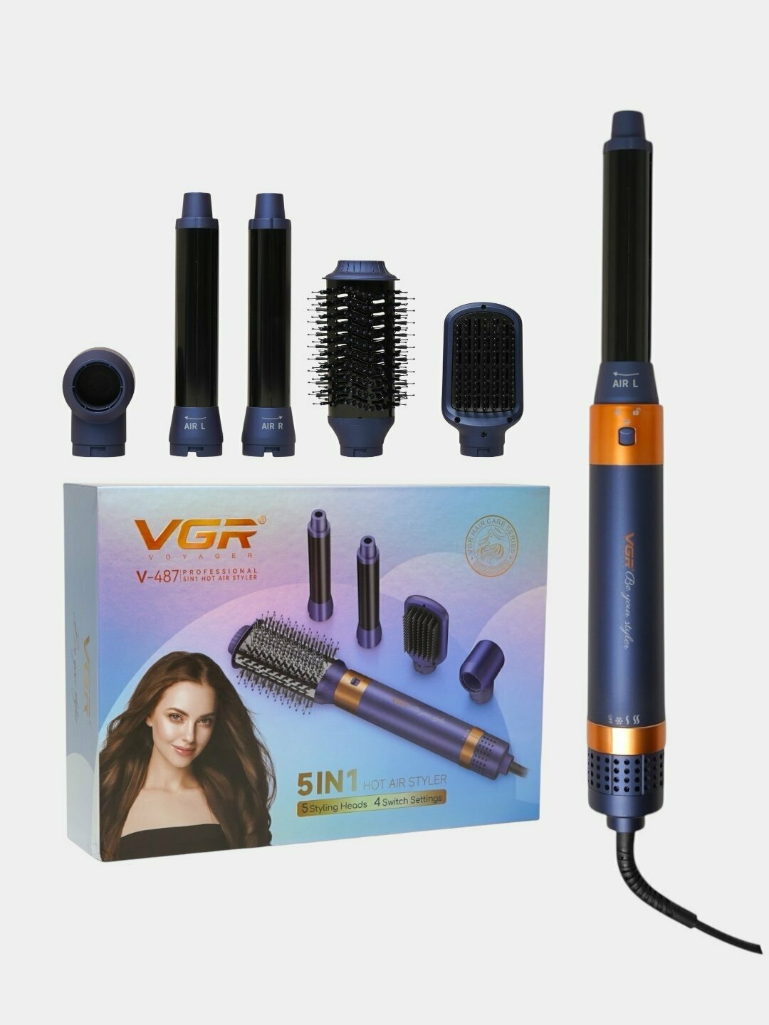 Фен-расчёска VGR V-494, с ионизацией, титаново-турмалиновым покрытием