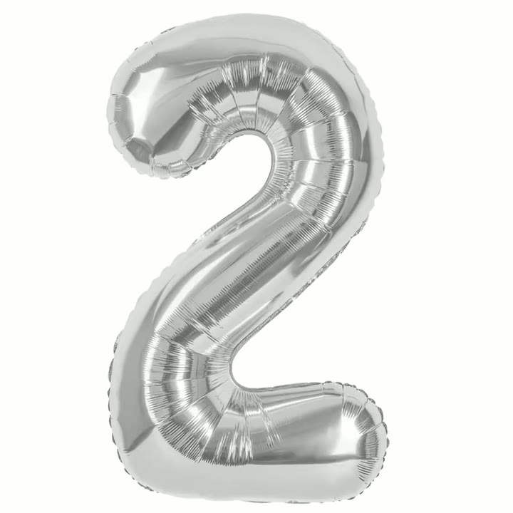 Воздушный шар цифра 2 серебристый 102 см — фото 1