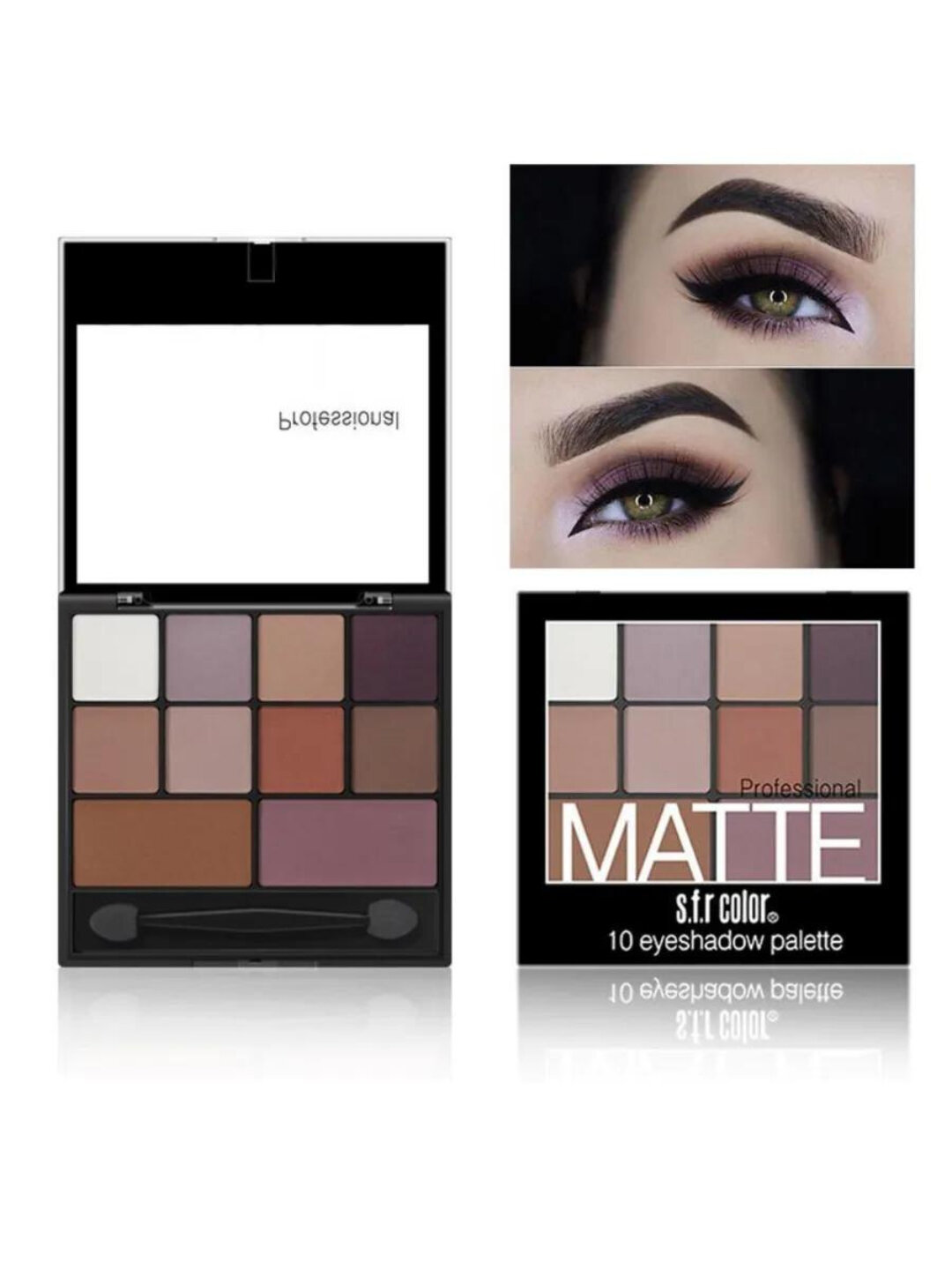 Палетка матовых теней для век Matte Eyeshadow Palette, 10 оттенков