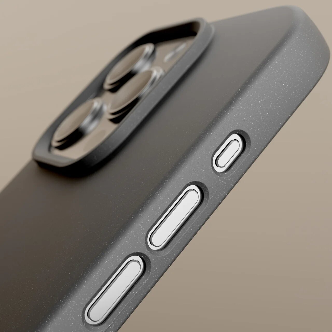 Чехол для iPhone 15 Pro Max, KZD00, из кожи Premium Collection, titan silver