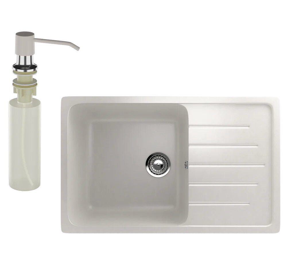 Мойка кухонная Ulgran U-400 341 прямоугольная 75x50 с крылом белая матовая российская