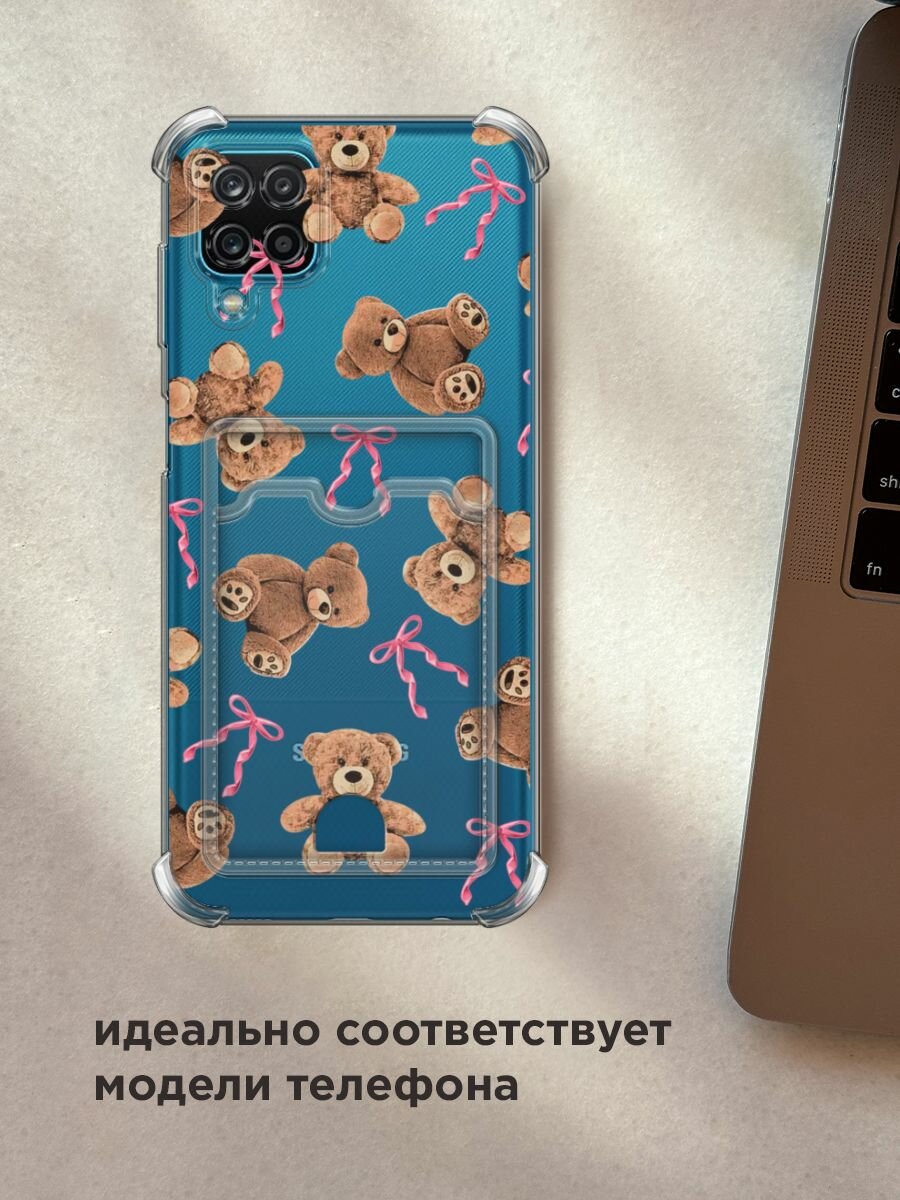 Чехол на Samsung Galaxy A12/M12 (Самсунг Галакси А12/М12) с картой и принтом "Мишки и бантики" — фото 1