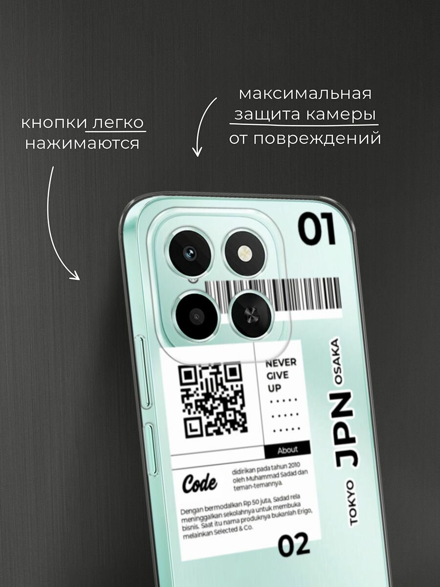 Силиконовый чехол на Honor X6c / Хонор X6c с принтом "JPN", прозрачный — фото 1