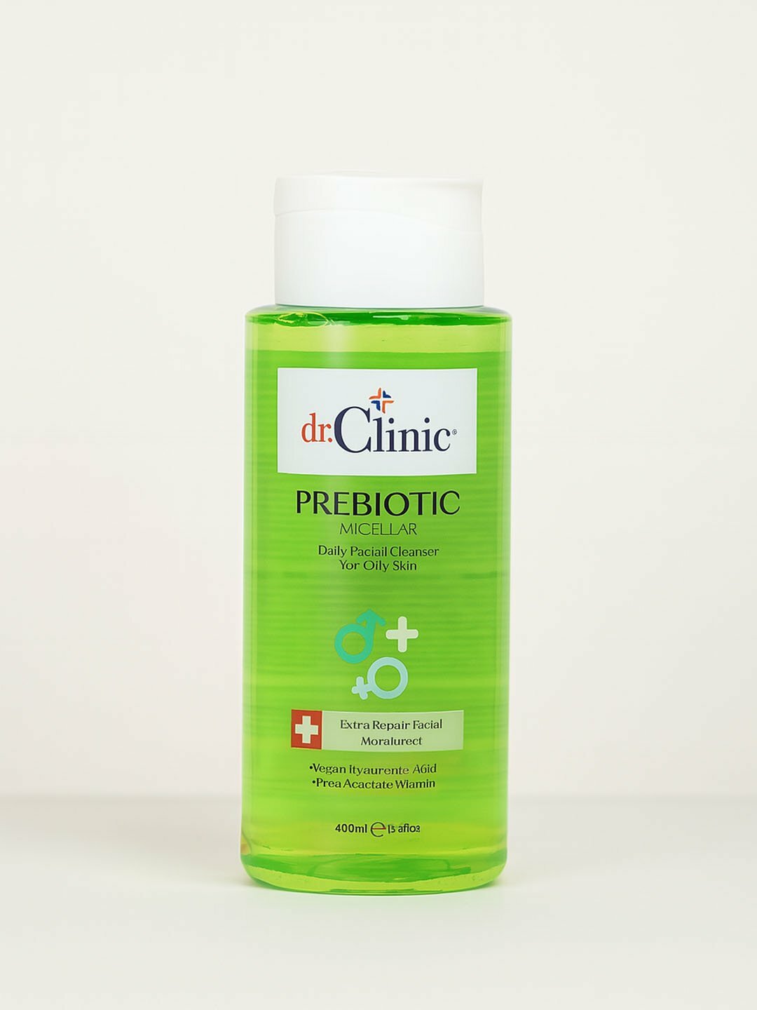 Мицеллярная вода "DR CLINIC GREEN", для жирной кожи, пребиотическая формула, 400 мл.