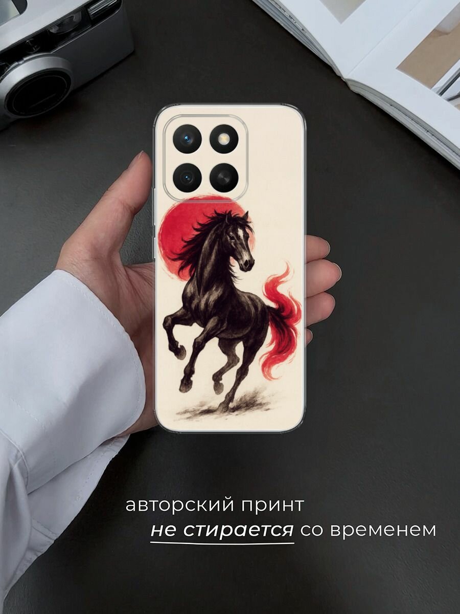 Силиконовый чехол на Honor X8c / Хонор X8c с принтом Красный вихрь — фото 1