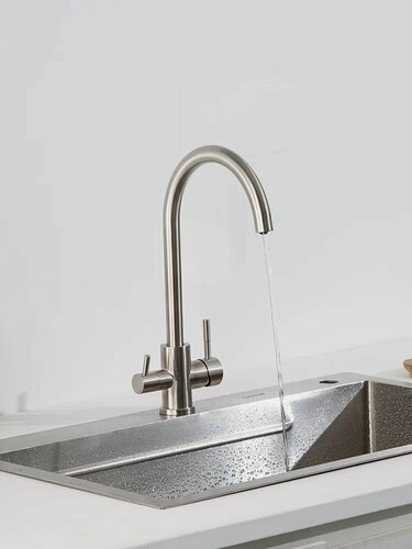 Изображение товара Смеситель для кухни FRAP F43899-45 Сатин, d35, нержавеющая сталь, с выходом под фильтр