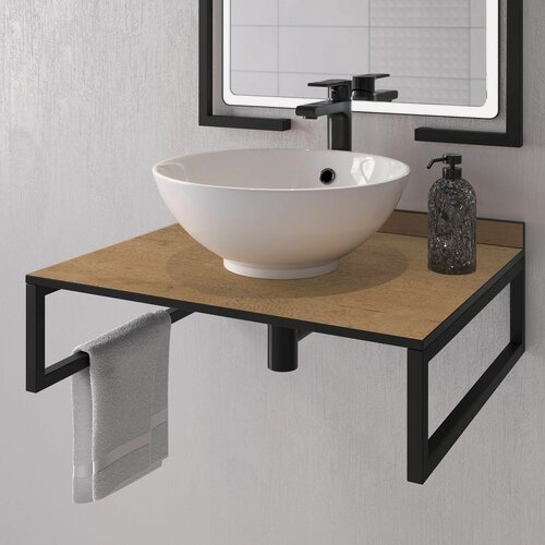 Изображение товара Столешница под раковину в ванную HPL Compact Bunratty Oak 600х500х12 мм с плинтусом, Slotex
