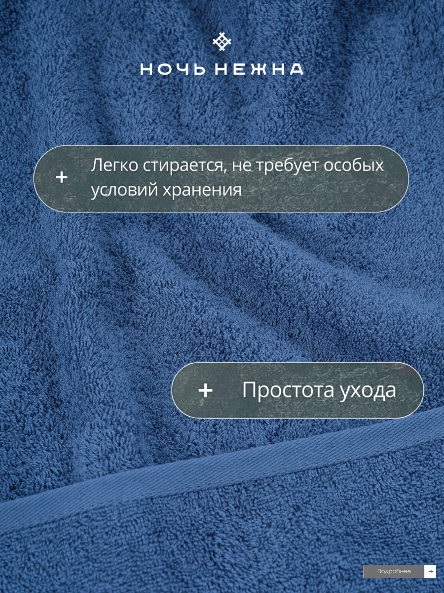 Полотенца махровые Ночь Нежна"Classic" 50*90см - 2шт цвет синий — фото 7