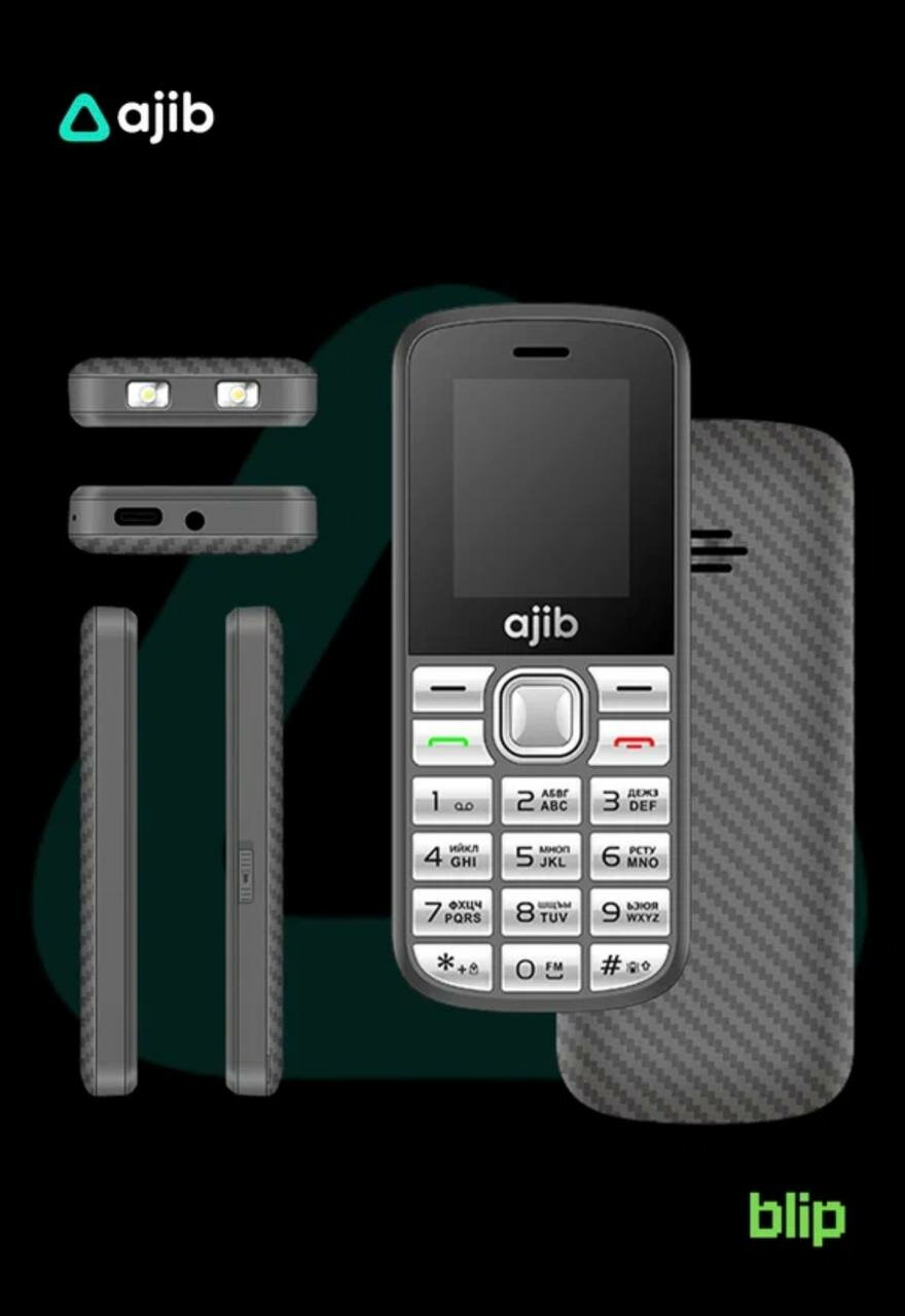Мобильный телефон Ajib Blac 1202, кнопочный, NFC, 32MB, 2SIM