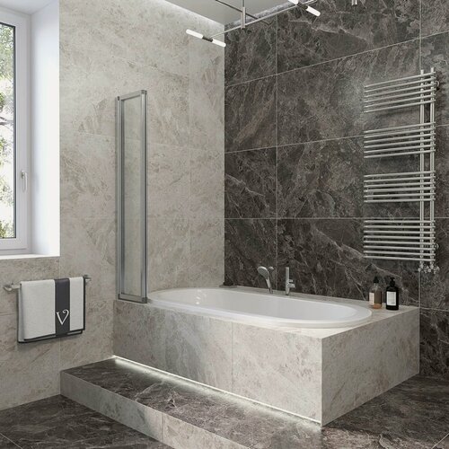Изображение товара Шторка на ванну Veconi Palau PL-74L, 1200x1500, хром, стекло прозрачное