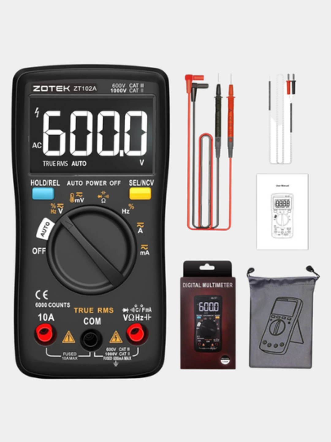 Цифровой мультиметр тестер с термопарой Ncv Zoyi ZT 102A / ZT102A