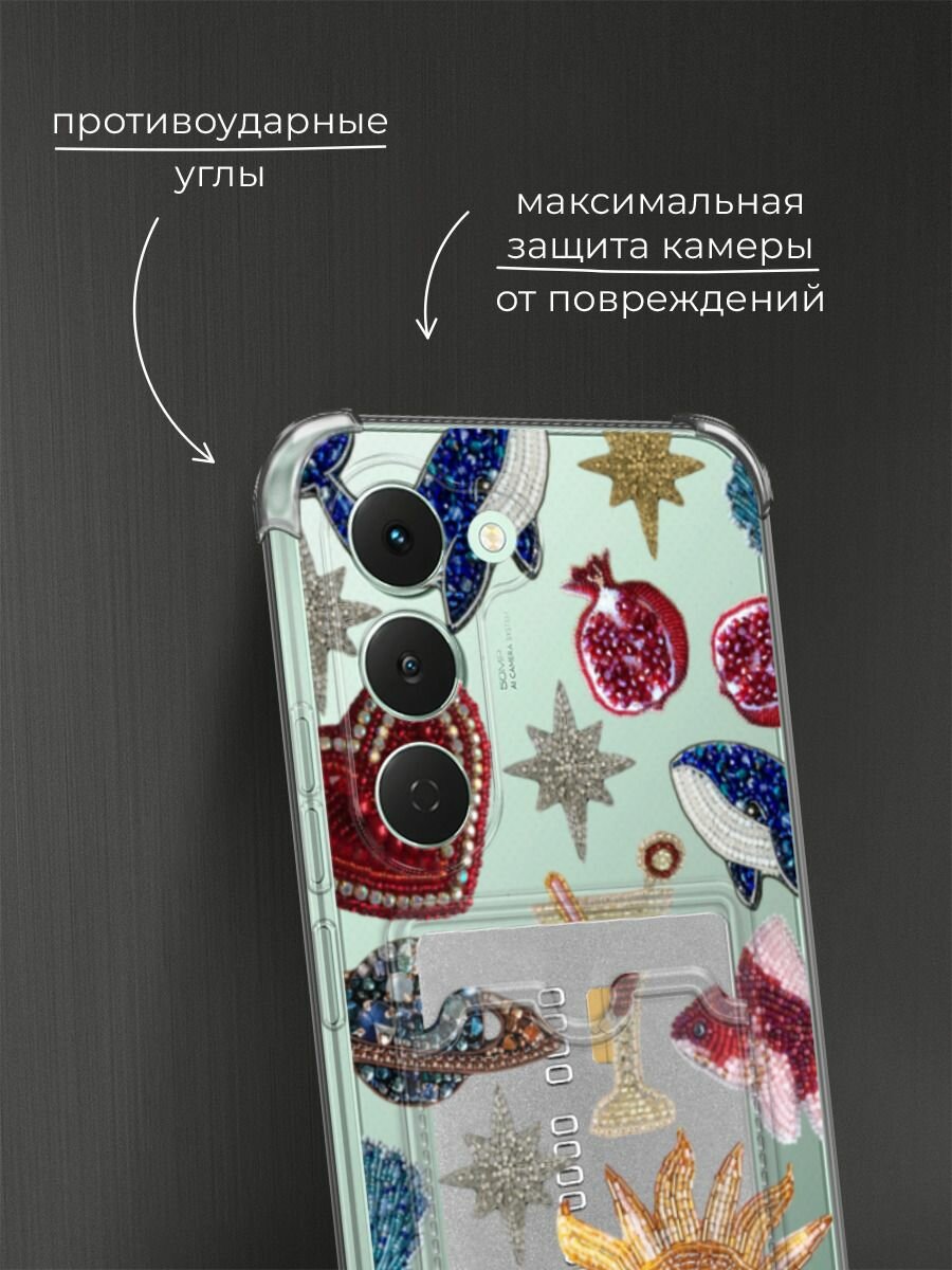 Чехол на Tecno Spark 40 Pro (Текно Спарк 40 Про) с картой и принтом Паттерн из страз — фото 1