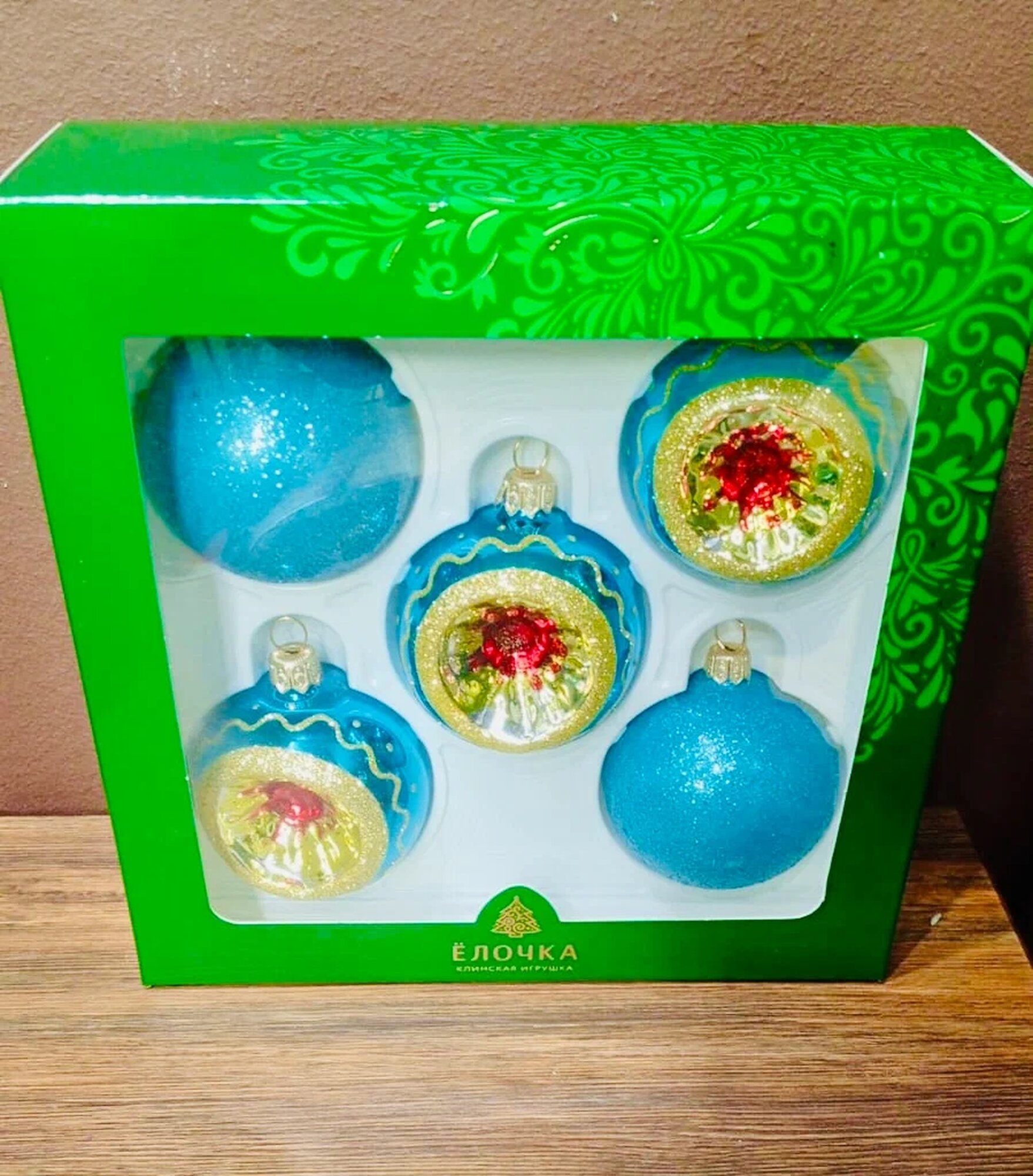 Набор елочных украшений "Орбита", шары, цвет голубой, 1 набор