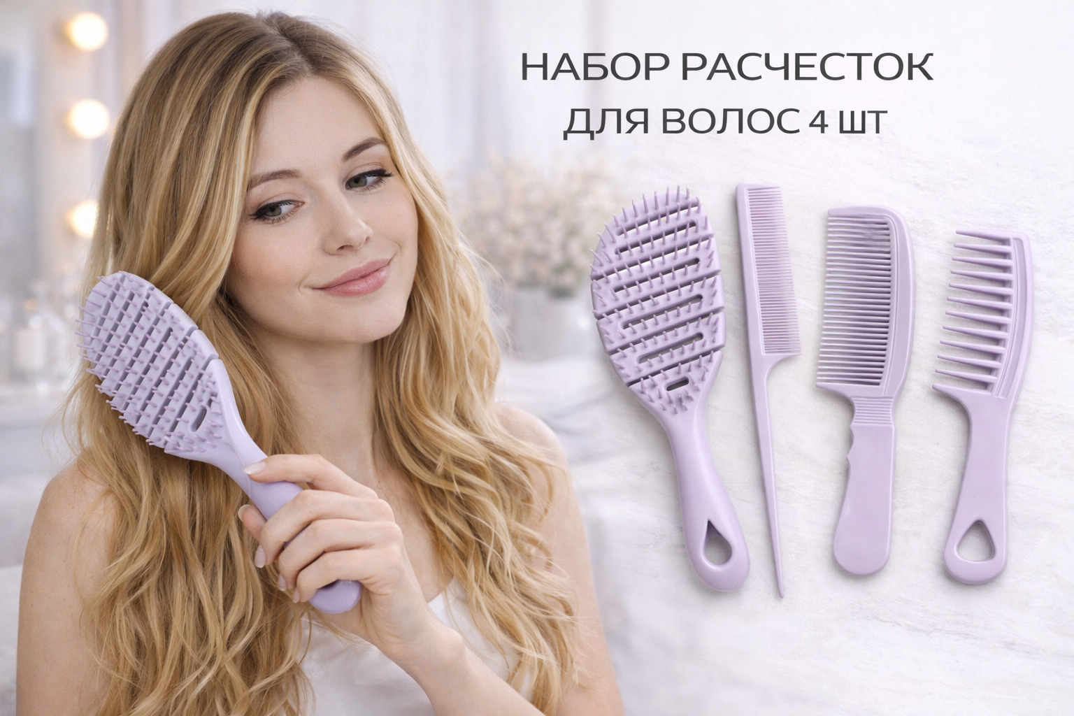 Комплект из 4 расчесок. Скелетная расческа. Для объёма, разделения, распутывания любого типа волос