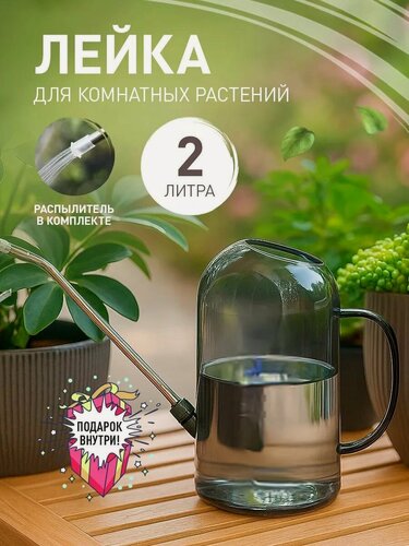 Изображение товара Лейка для цветов комнатных iulkapu, с распылителем, пластик, 2 л